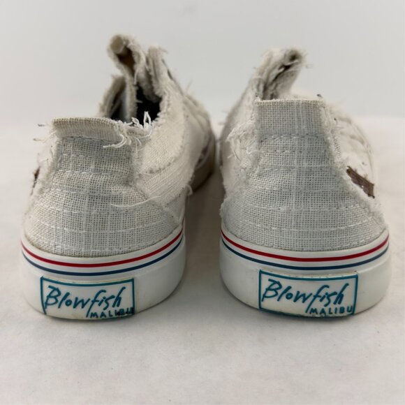 Blowfish Malibu Low Top Sneakers Womens Size 6.5 Off White Distressed Canvas - Picture 12 of 12